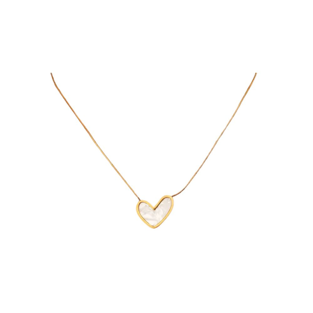 316 Stainless Steel Solid Pearl Heart Necklace