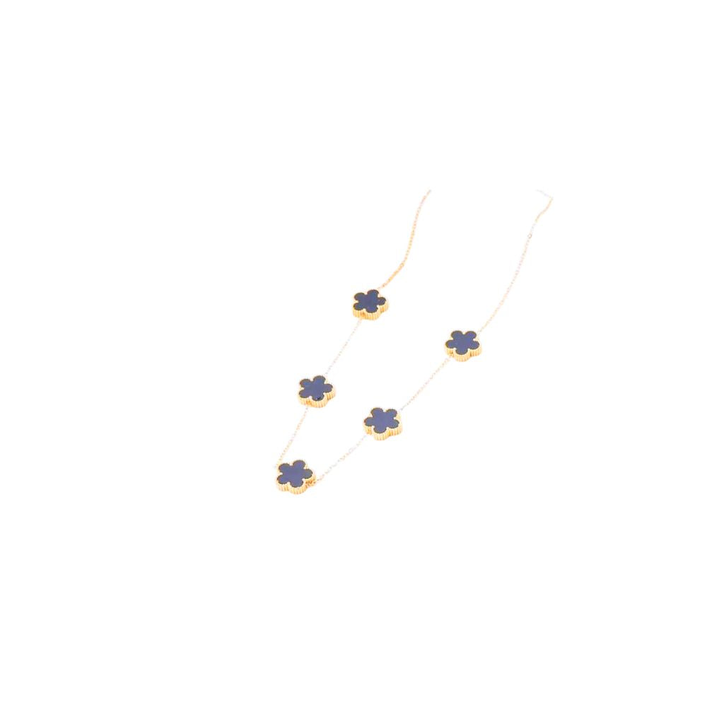 316 Stainless Steel Five Leaf Black Necklace
