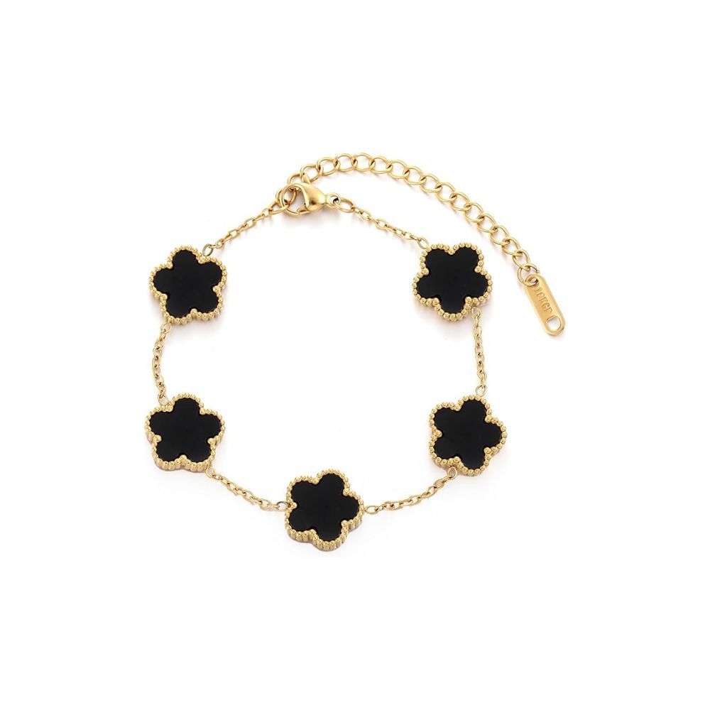 316 Stainless Steel Five Leaf Black Bracelet