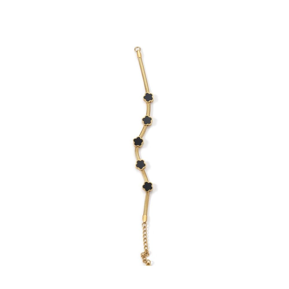 316 Stainless Steel Five Leaf Black Bracelet