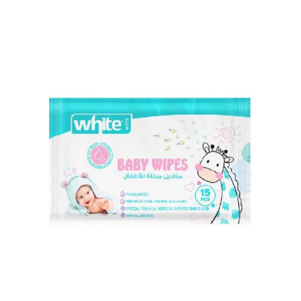 White Baby Pocket Wipes 15Pcs
