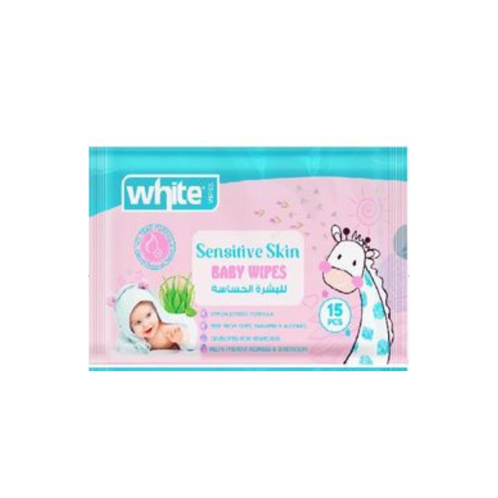 White Baby Pocket Wipes 15Pcs